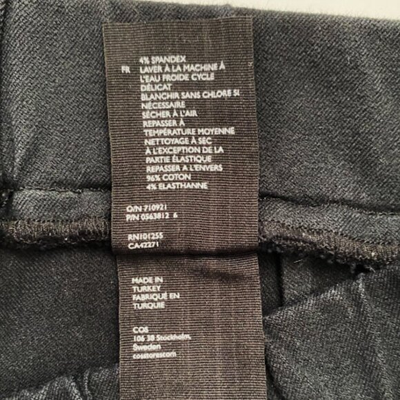 COS Tight Fitting Elastic Waistband Slightly Bootcut Black Chinos in Size 8 - Picture 10 of 10